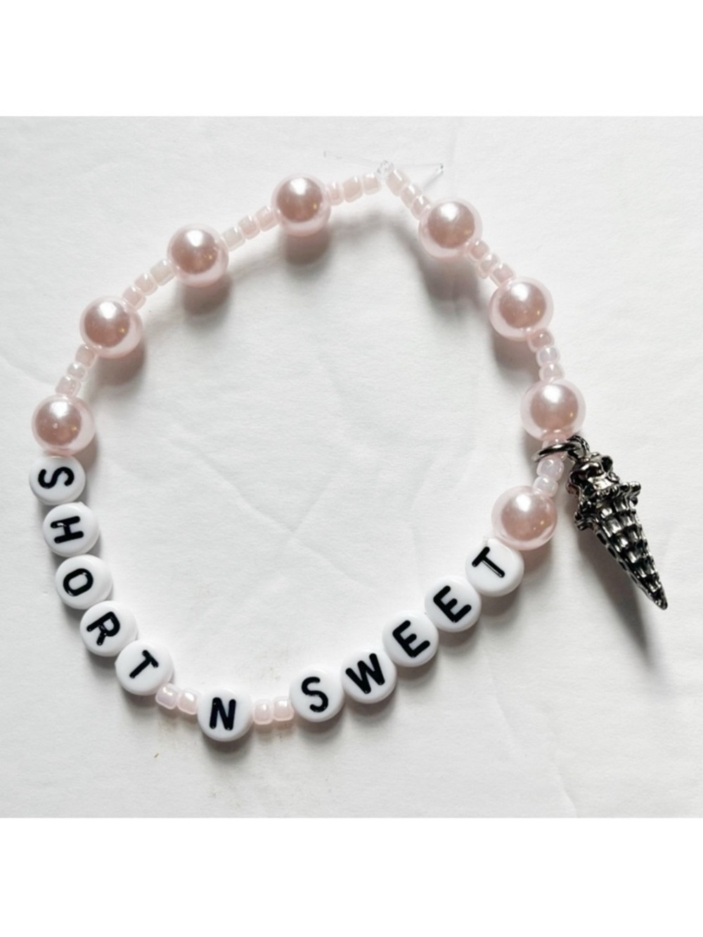 Sabrina Carpenter Short N Sweet Beaded Friendship Bracelet Pink & Silver